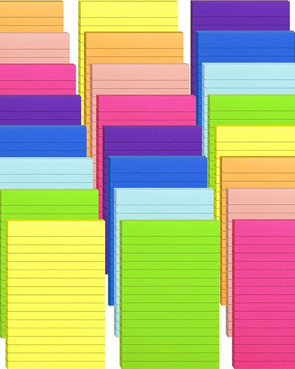 24 Pack Lined Sticky Notes 4X6 in Self Sticky Note Pads Colorful Post Stickies for Office, Home, School, Meeting, 50 Sheets/pad, (Bright Color)