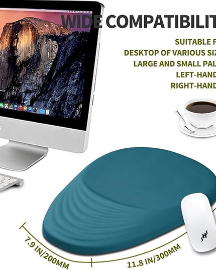 Hokafenle Ergonomic Mouse Pad Wrist Support, Terraced Slope Carpal Tunnel Wrist Pad for Mouse with Unibody Memory Foam, Wrist Rest Pain Relief Mousepad (Turquoise, 11.8x7.9 in)