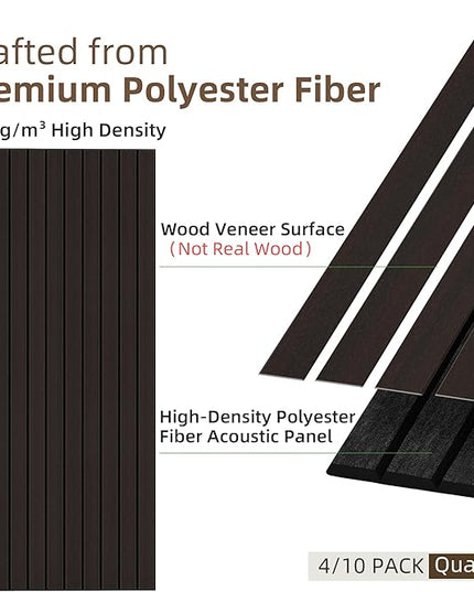 TO-TH Wood-Look Sound Panels, 4 Pack 47.2” x 23.6” Soundproof Wall Panels, Decorative Acoustic Panels,Wood Panels for Wall for Home, Office, Basement, Ebony