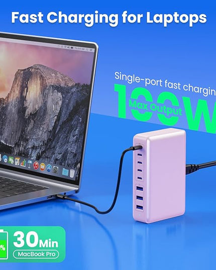 USB C Charger 300W USB C Charger Block 8-Ports GaN IV Fast Charging Station,PD 100W Laptop Charging Hub Wall Adapter Compatible with MacBook/Air,DELL,Steam Desk,iPhone 16/15/14,Galaxy S24