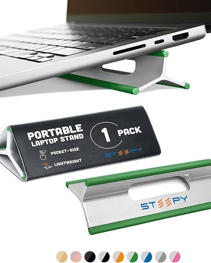 Steepy Portable Laptop Stand for Desk – Adjustable Height, & Portable Laptop Holder – Ergonomic Computer Stand for Cooling & Comfort – Slip-Proof, Sturdy Design – Universal Fit for 13-17 Inch Devices