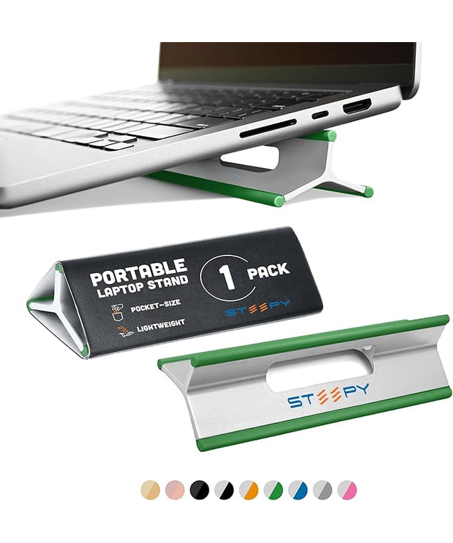Steepy Portable Laptop Stand for Desk – Adjustable Height, & Portable Laptop Holder – Ergonomic Computer Stand for Cooling & Comfort – Slip-Proof, Sturdy Design – Universal Fit for 13-17 Inch Devices