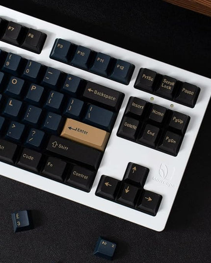 Sumgsn 163 Keys Double Shot Keycaps Cherry Profile Blue Samurai Keycaps for 61/64/87/104/108 Cherry Mx Switches ISO ANSI Layout Mechanical Keyboard