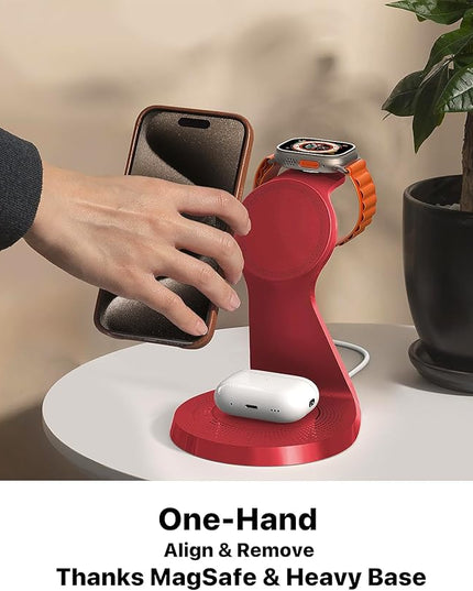 3 in 1 Charging Station for Apple Devices,Mag-Safe Charger Stand Fast Charging,Wireless Charger for iPhone 17/ Air/16/15/14/13/12 Series,& AirPods,& iWatch(USB-C Charger Included)