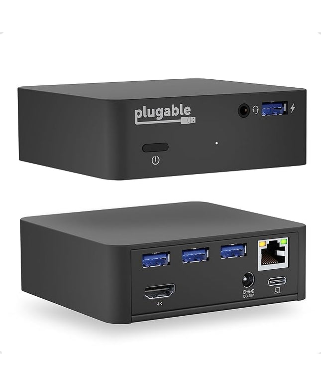 Plugable USB C Dock VESA Mount Compact with 85W Charging Thunderbolt 4/3 USB4 Compatible and Works with macOS, Windows, and ChromeOS Laptops (HDMI up to 4K@30Hz, Ethernet, 4X USB 3.0 Ports, USB-C PD)