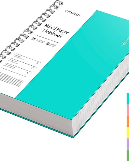 EMSHOI B5 Spiral Notebook Lined Journal, 300 Pages (150 Sheets), College Ruled, 7.48" x 10.15", 100 GSM Thick Paper, Waterproof Hardcover Journal for Office, School, Work - Light Blue