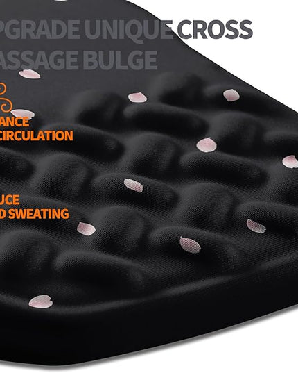 Ergonomic Slope Mouse Pad Wrist Support, Wrist Rest Mousepad for Carpal Tunnel Pain Relief with Massage Bulge and Slow Rebound Memory Foam (12x8 inch, Pink Blossom)