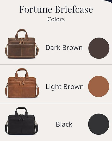 Luxorro Full-Grain Leather Briefcase for Men - Laptop Bag with Leather Computer Compartment