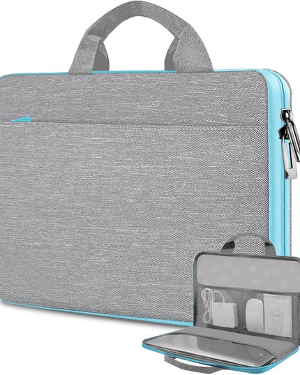 Hseok Laptop Case 13.3-14 inch Briefcase Handbag, Water-Resistant and Shockproof Computer Sleeve Compatible with MacBook Pro 14", Mac Air/Pro 13.3" and 13"-14" Notebooks Chromebooks,Light Gray-Blue