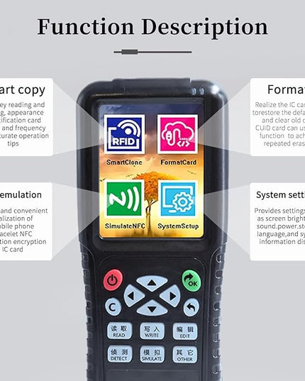 RFID Reader Writer X100 RFID Copier Multi-Frequency Smart Card Reader ID IC Elevator Card RFID Writer for Access Control System with 125khz T5577 Key Fobs/Cards and 13.56mhz IC Key Tags