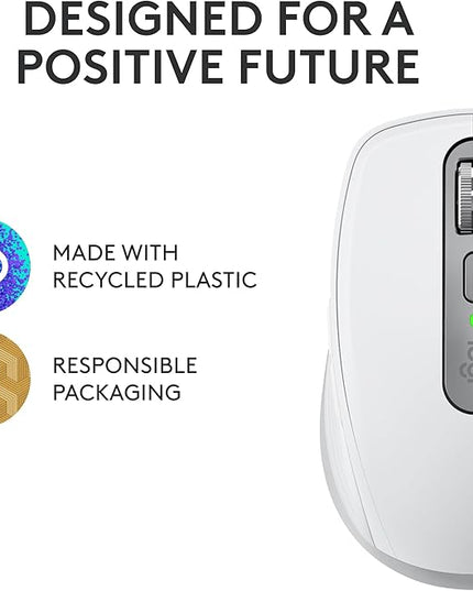 Logitech MX Anywhere 3S Compact Wireless Mouse, Fast Scrolling, 8K DPI Any-Surface Tracking, Quiet Clicks, Programmable Buttons, USB C, Bluetooth, Windows PC, Linux, Chrome, Mac - Pale Grey