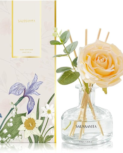 Reed Diffusers Set, 7.10 oz Vanilla Scented Diffuser with 7 Sticks, Long Lasting Home Fragrance for 120 Days, Perfect for Bathroom, Shelf Decor, Air Fresheners