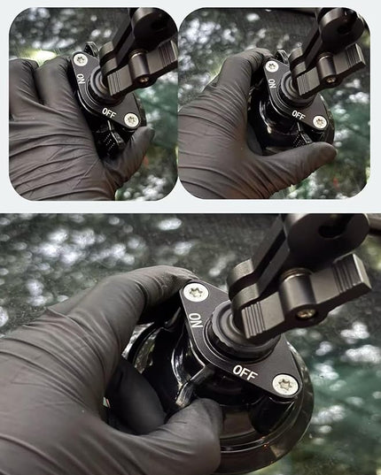 Double Layer Suction Cup Mount with Double Ball Head Magic Arm, 1/4" Screw 360° Rotating Camera Mount Compatible with GoPro Hero, Insta360 X3, DJI Osmo, Action Camera, Phones for Car Windshield