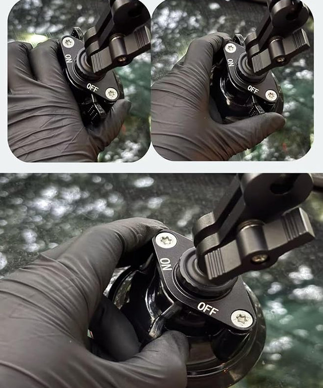 Double Layer Suction Cup Mount with Double Ball Head Magic Arm, 1/4" Screw 360° Rotating Camera Mount Compatible with GoPro Hero, Insta360 X3, DJI Osmo, Action Camera, Phones for Car Windshield