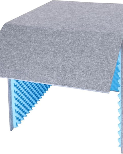 Desktop Soundproof Cover, Foldable Vocal sound absorbing shield, Isolation Booth for Voice Recording, Video Conferencing, Live Commentary, Musical Instrument Practice (Blue+Gray)