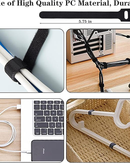 N NOROCME 192 PCS Cable Management Kit 4 Wire Organizer Sleeve,11 Cable Holder,35Cord Clips 10+2 Roll Cable Organizer Straps and 100 Fastening Cable Ties for Computer TV Under Desk, black,clear