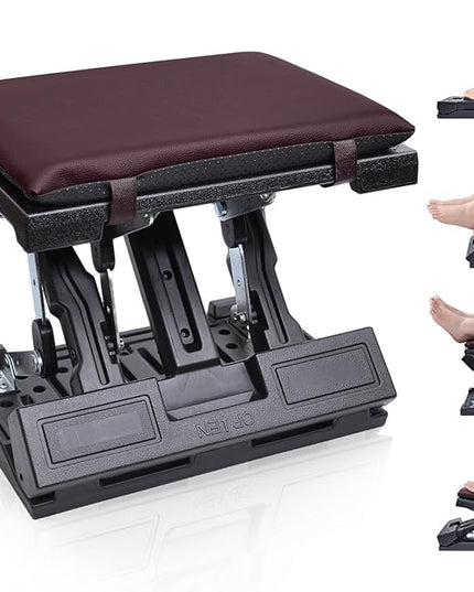 Foot Rest for Under Desk at Work Ergonomic Footrest with Adjustable Height and Angle, Foldable Foot Stool with Removable Pad Massage Beads for Office Gaming Chair Brown