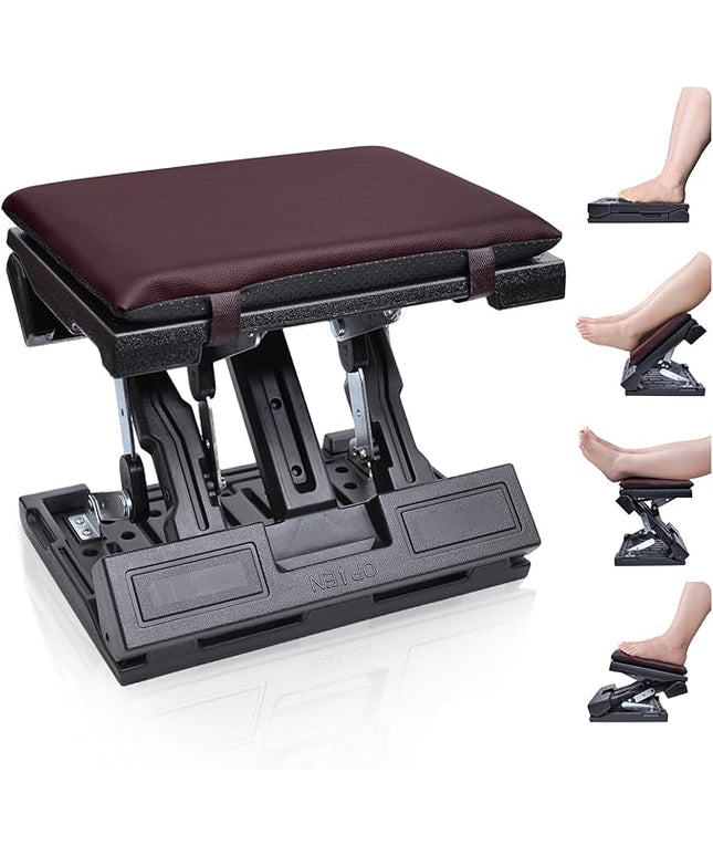 Foot Rest for Under Desk at Work Ergonomic Footrest with Adjustable Height and Angle, Foldable Foot Stool with Removable Pad Massage Beads for Office Gaming Chair Brown