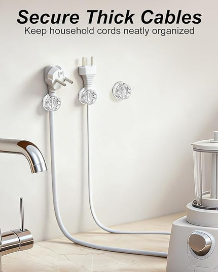 6 Pack Cord Organizer Magnetic Cable Clips, 360°Rotation Cable Clips - Adjustable Cord Holder for Nightstand, Adhesive Cable Management Cord Clips, Cable Holder & Charger Organizer（Clear）