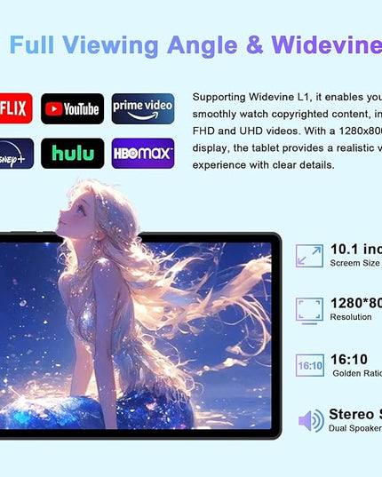 2025 Tablet, 10 Inch Android Tablet 20GB RAM+128GB ROM+1TB Expand, Octa-Core Android 14 Tablets with Keyboard, Mouse, HD IPS Touchscreen, 6000mAh, BT 5.0, WiFi 6, Widevine L1, Split Screen -Blue