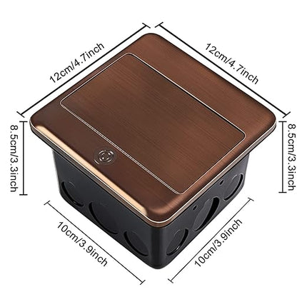 Vagueior Recessed Floor Electrical Outlet Kit,Waterproof Electrical Outlet Covcer Box,Hidden 4.8A USB+20A Tamper-Resistant Receptacle Outlet with Slow Elastic Damping ，ETL Certified, Bronze
