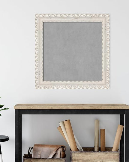 Amanti Art White Framed Magnetic Board 30x30 Medium Vision Board for use with Magnets, 100% Metal Sheet to Display Items as Office Decor or for Home Organization in mudroom, Kitchen or Kids Room