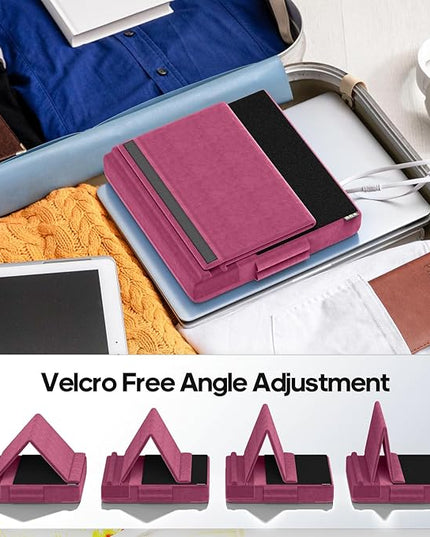 KDD Tablet Pillow Stand, Multi-Angle Viewing Ipad Holder for Lap, Bed and Desk, Foldable Soft Pad Dock with Stylus Mount Compatible with Ipad Pro 12.9, 10.5, 11, Air, Mini, Phones, Books, E-Reader