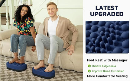 Foot Rest for Under Desk at Work, Home Office Foot Stool, Ottoman Foot Massager for Plantar Fasciitis Relief, Soft Silicone Footrests, Anti-Fatigue (Blue)