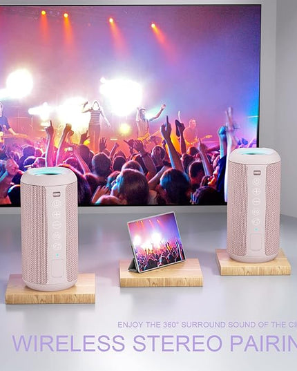 Ortizan Portable Bluetooth Speakers, IPX7 Waterproof Wireless Speaker with 24W Loud Stereo Sound, Deep Bass, Bluetooth 5.3, RGB Lights, Dual Pairing, 30H Playtime for Home, Outdoor, Party