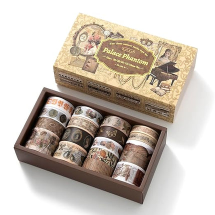 Auguro 18 Rolls Vintage Victorian Washi Tape Set Journal Tape for Crafts and Journaling DIY Scrapbooking Supplies washi Tape for Scrapbooking Decorative Tape