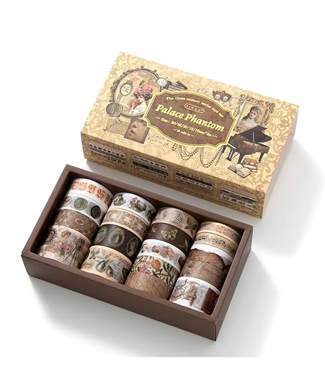 Auguro 18 Rolls Vintage Victorian Washi Tape Set Journal Tape for Crafts and Journaling DIY Scrapbooking Supplies washi Tape for Scrapbooking Decorative Tape