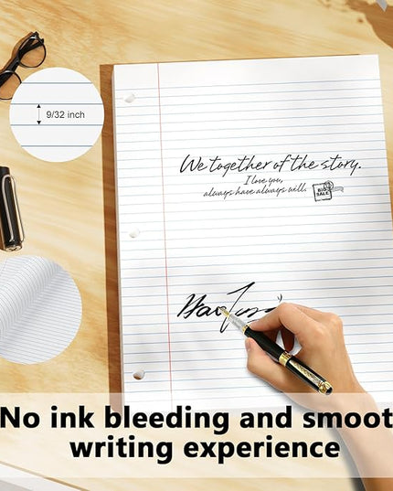 4-Pack White Loose Leaf Paper 520 Sheets Filler Paper 8 * 10.5 College Ruled 3-Hole Punched for 3-Ring Binders Notebook Lined 8" x 10.5"