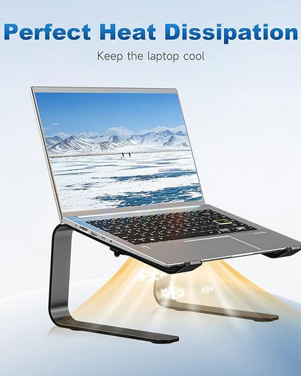 suptek Aluminum Laptop Stand,Ergonomic Detachable Computer Laptop Stand for Desk,Ventilated Cooling Design,Notebook Riser Compatible with MacBook Air/Pro, Dell, HP, Lenovo More 10-16" Laptops, Black