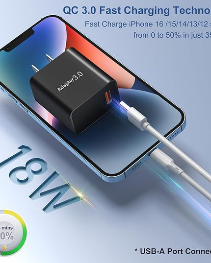 USB Charger Block, OKRAY 2-Pack 18W 3.0 Quick Charge Power Adapter Type A Box USB Wall Plug Fast Charging Block for Wireless Charger, Samsung Galaxy S25 S24 A16 A15, iPad, iPhone 16 15 14 13 12 11 Pro
