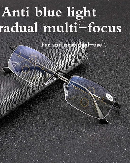 Progressive Multifocus Computer Reading Glasses Blue Light Blocking No Line Lenses Multifocal Readers for Men and Women