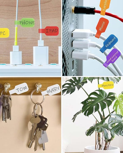 40 Pcs Cable Cord Labels, Hianjoo Self Adhesive Cable Tags Colorful Wire Identification Label Reusable Write-on Name Tags for Organizing Wires 8 Colors Multiple Uses