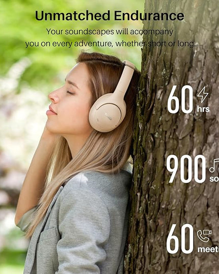 TOZO HT2 Hybrid Active Noise Cancelling Headphones, Wireless Over Ear Bluetooth Headset, 60H Playtime, Hi-Res Audio Custom EQ via App Deep Bass Comfort Fit Ear Cups, for Home Office Travel