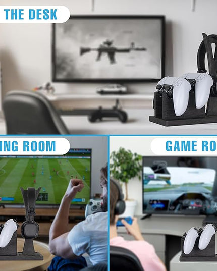 Gamer Gifts for Men Teenage Boy Controller Holder & Headphone Stand, Stylish Gaming Accessories Setup Controller Stand Headset Stands, Unique Gifts for Gamers to Organize Gaming Equipment