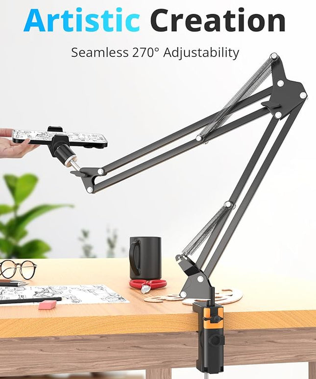 UBeesize Overhead Phone Mount, Flexible Webcam Arm with Phone Holder and Ball Head, Overhead Tripod for Phone Drawing Live Streaming Cooking Flat Photography
