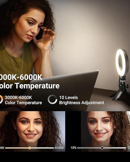 NEEWER Basic 5" Ring Light for Video Conference Lighting, Clip on Light Kit with Desk Tripod Stand for Monitor Laptop Computer Zoom Call Live Streaming Remote Working Learning Video Recording, BR60