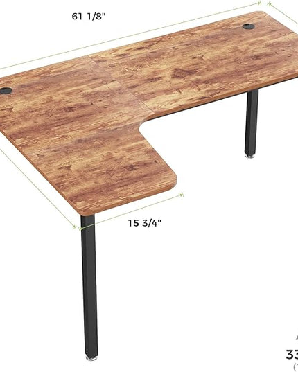 EUREKA ERGONOMIC 60 Inch Rustic Brown Corner L Shaped Computer Desk, Home Office Gaming Study Work Writing Table Long Large Sturdy Workstation Simple Modern with Black Metal Legs, Left Side