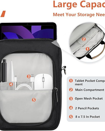 7-9 Inch Tablet Sleeve Bag, Ipad Bag for iPad mini 6/5/4/3/2,Samsung Galaxy Tab A7 Lite 8.7" / Tab A 8.0",Kindle 2022/10/9/8/7/6,eReader,with Removable Shoulder Strap (Black)