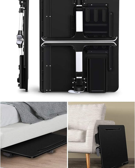 Laptop Bed Tray Desk, SAIJI X-Large Adjustable Laptop Table, Foldable Laptop Desk with Storage Drawer and Bookstand for Eating, Working, Writing, Gaming, Drawing (Black)