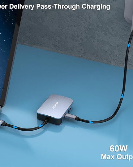 BENFEI USB C HUB 4-in-1, USB Type-C to HDMI VGA Adapter, USB C to USB Adapter, USB Type-C Power Delivery, Compatible with iPhone 15 Pro/Max, MacBook Pro/Air 2023, iPad Pro, iMac, S23, XPS 17