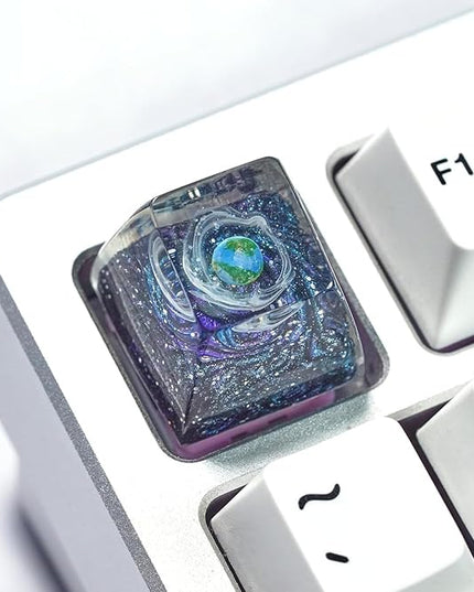 Earth Artisan Keycap R1 SA Profile Custom Solar System Planets Keycaps 1U ESC Handmade Resin Gaming Planet Galaxy Key Cap Cherry MX Switch Compatible Mechanical Keyboard Space Lover Gift
