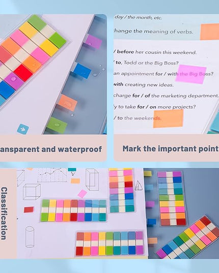 Golcellia 1440 Pieces, Transparent Sticky Notes, Page Markers, Book Tabs, Pop Up Index Tabs
