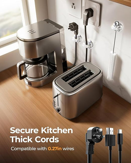 8-Pack Magnetic Cable Clips [1S Snap-On] Cord Holder, LISEN Desk Organizers and Accessories with 4 Extra Strong Adhesive Pads, Wire Organizer for Nightstand, Home, Wall, Car, Desktop,Transparent