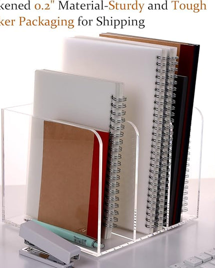 Magazine Holder, Clear Acrylic Magazine Rack, File Organizer for Office Desk, Book Organizer,-One-Piece-3 Vertical spaces,1 pack (B5)……
