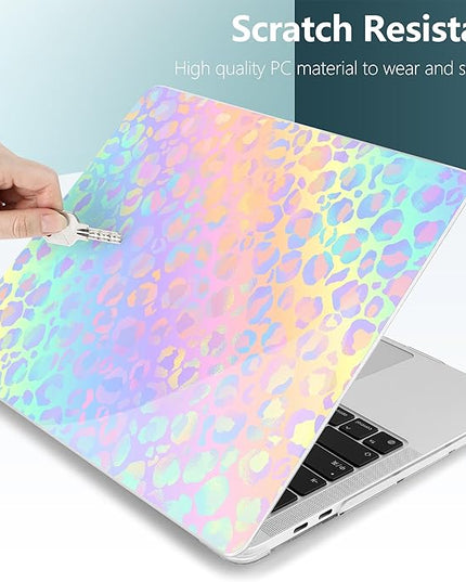 DONGKE Compatible with MacBook Pro 13 inch Case 2024 2023-2020 Release A2338 M2/M1 A2251 A2289 with Retina Display & Touch ID, Plastic Hard Shell & Keyboard Cover & Screen Film - Leopard Print