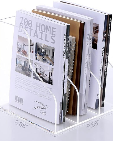 Desk File Organizer, Acrylic Magazine File Holder with 3 Vertical Compartments Rack File Sorter for Office Home Classroom Desk Organization, Clear…